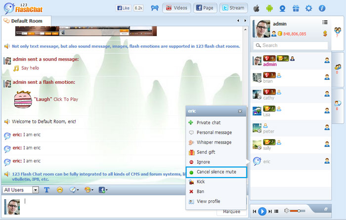 chat rooms powered by 123 flash chat