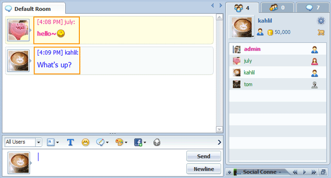 Synchronized Username and Message Color of 123 Flash Chat, Chat Software