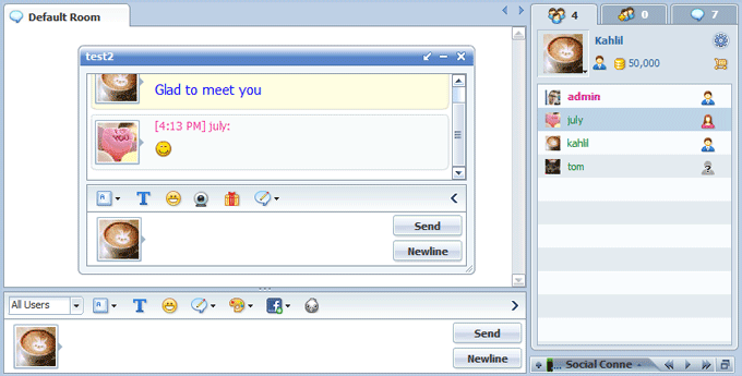 Private Message Popup Mode of 123 Flash Chat, Chat Software