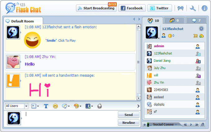 General Chat of 123 Flash Chat, Chat Software